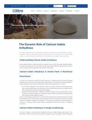 The Importance of Calcium Iodate Anhydrous in Industrial Processes