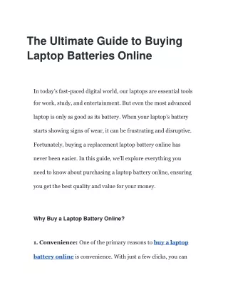 The Ultimate Guide to Buying Laptop Batteries Online