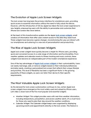 The Evolution of Apple Lock Screen Widgets