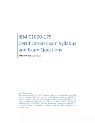 IBM C1000-175 Certification Exam Syllabus and Exam Questions