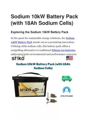 Sodium 10kW Battery Pack (with 18Ah Sodium Cells)