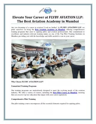 Discover the Best Aviation Academy in Mumbai