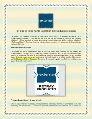 Por qué es importante la gestión de residuos plásticos