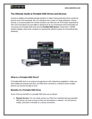 Ciphertex Portable NAS Device Protect Your Data Anywhere