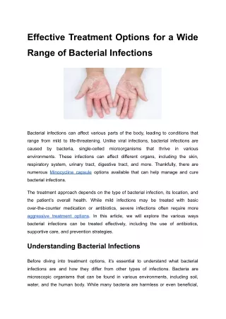 Effective Treatment Options for a Wide Range of Bacterial Infections