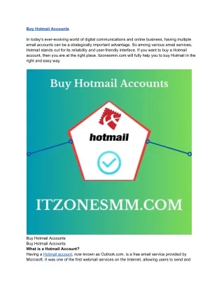 Buy Hotmail Accounts. Navigating The Digital Landscape