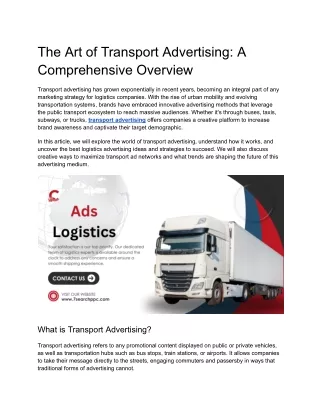 The Art of Transport Advertising_ A Comprehensive Overview