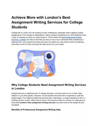Achieve More with London’s Best Assignment Writing Services for College Students