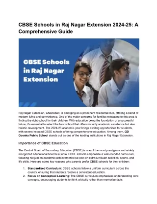 CBSE Schools in Raj Nagar Extension 2024-25