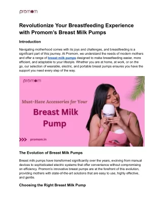 Revolutionize Your Breastfeeding Experience with Promom’s Breast Milk Pumps