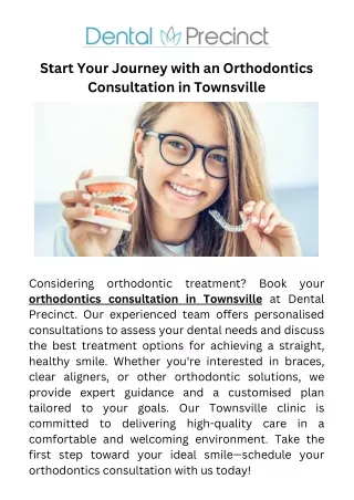 Start Your Journey with an Orthodontics Consultation in Townsville