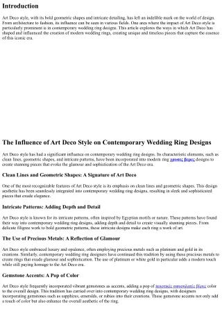 The Influence of Art Deco Style on Contemporary Wedding Ring Designs