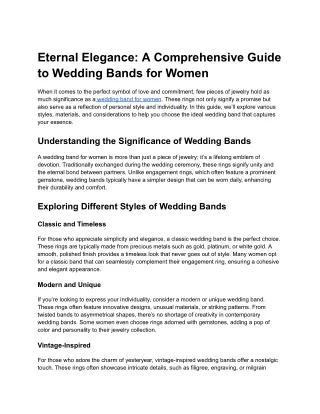Eternal Elegance_ A Comprehensive Guide to Wedding Bands for Women