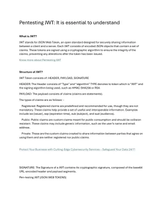 Pentesting JWT It is essential to understand