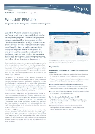 Windchill PPMLink - Streamline Project Portfolio Management