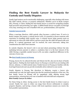 Best family lawyer in Malaysia