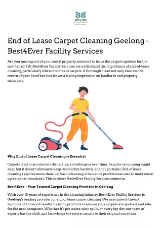 End of Lease Carpet Cleaning Geelong - Best4Ever Facility Services