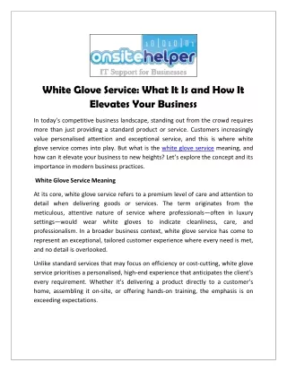 White Glove Service What It Is and How It Elevates Your Business