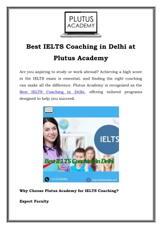 Best IELTS Coaching in Delhi - Plutus Academy