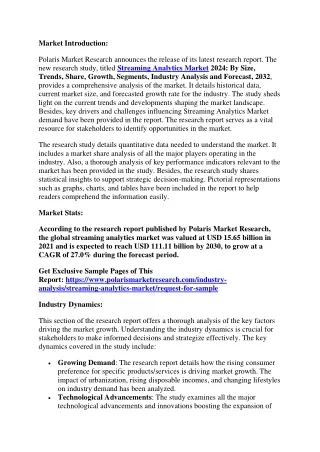 Streaming Analytics Market 2024-2032