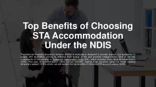 Top Benefits of Choosing STA Accommodation Under the NDIS_