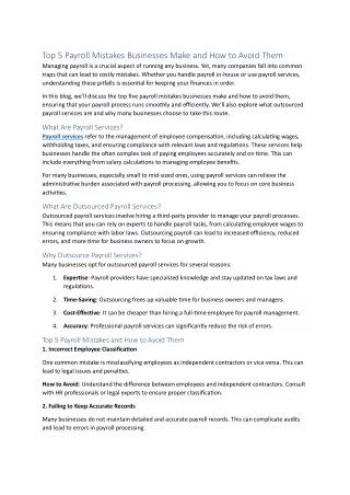 Top 5 Payroll Mistakes Businesses Make and How to Avoid Them
