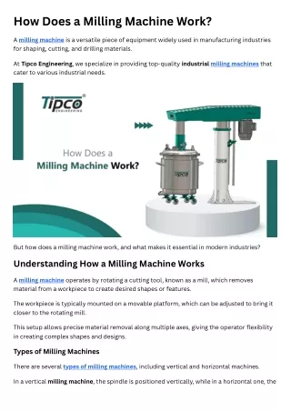 How Does a Milling Machine Work