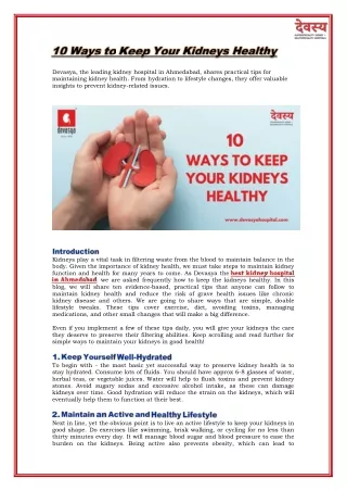10 Ways to Keep Your Kidneys Healthy