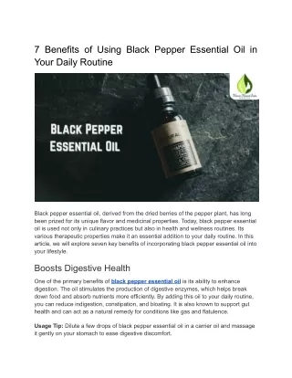 7 Benefits of Using Black Pepper Essential Oil in Your Daily Routine