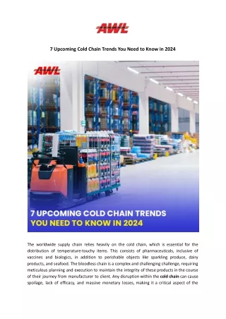 7 Upcoming Cold Chain Trends You Need to Know in 2024