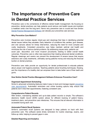 The Importance of Preventive Care in Dental Practice Services