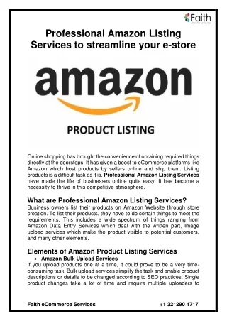 Professional Amazon Listing Services to streamline your e-store