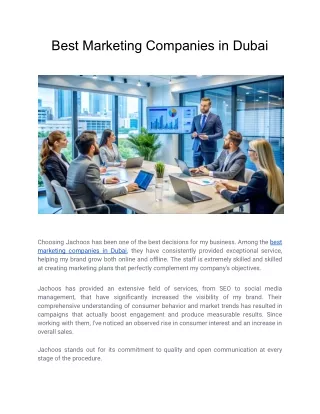 Best Marketing Companies in Dubai
