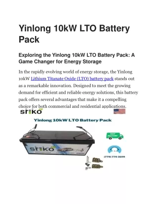 Yinlong 10kW LTO Battery Pack