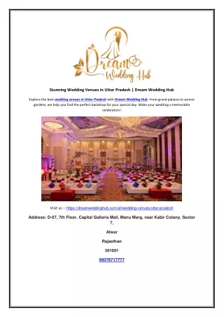 Stunning Wedding Venues in Uttar Pradesh | Dream Wedding Hub