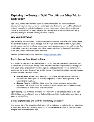 Exploring the Beauty of Spiti_ The Ultimate 5-Day Trip to Spiti Valley