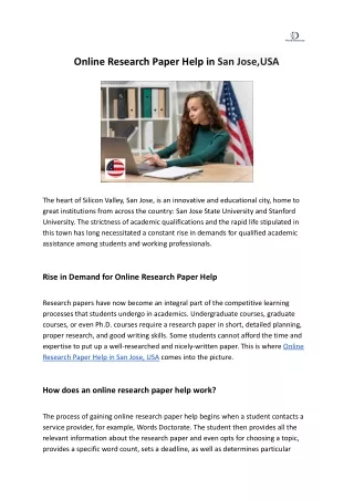 Online Research Paper Help in San Jose,USA