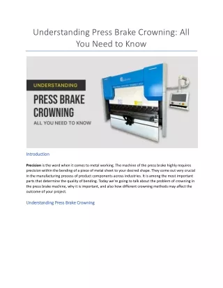 Squickmons_Understanding Press Brake Crowning A Comprehensive Guide