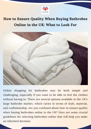 How to Ensure Quality When Buying Bathrobes Online in the UK What to Look For