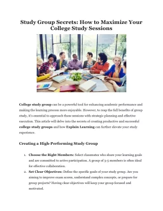 Study Group Secrets How to Maximize Your College Study Sessions