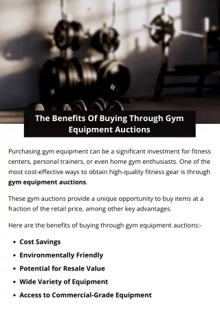 The Benefits Of Buying Through Gym Equipment Auctions