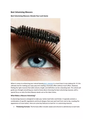 Find the Best Volumizing Mascara - Formless Beauty