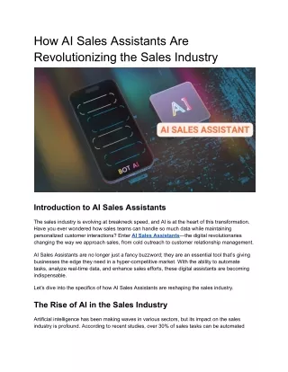 How AI Sales Assistants Are Revolutionizing the Sales Industry