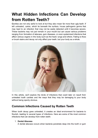 What Hidden Infections Can Develop from Rotten Teeth