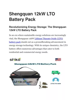 Shengquan 12kW LTO Battery Pack