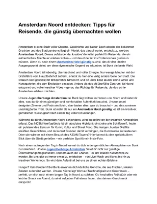 Amsterdam Noord entdecken: Tipps für Reisende, die günstig übernachten wollen