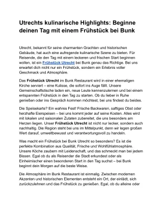 Utrechts kulinarische Highlights: Beginne deinen Tag mit einem Frühstück bei Bun