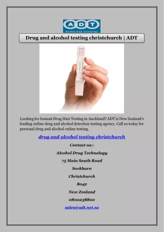 Drug and alcohol testing christchurch | ADT