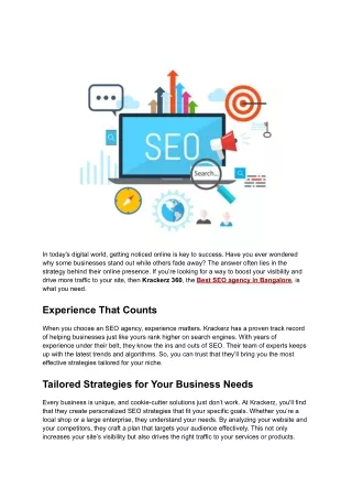 Best SEO Agency in Bangalore for Your Business