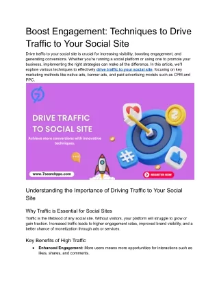 Boost Engagement Techniques to Drive Traffic to Your Social Site